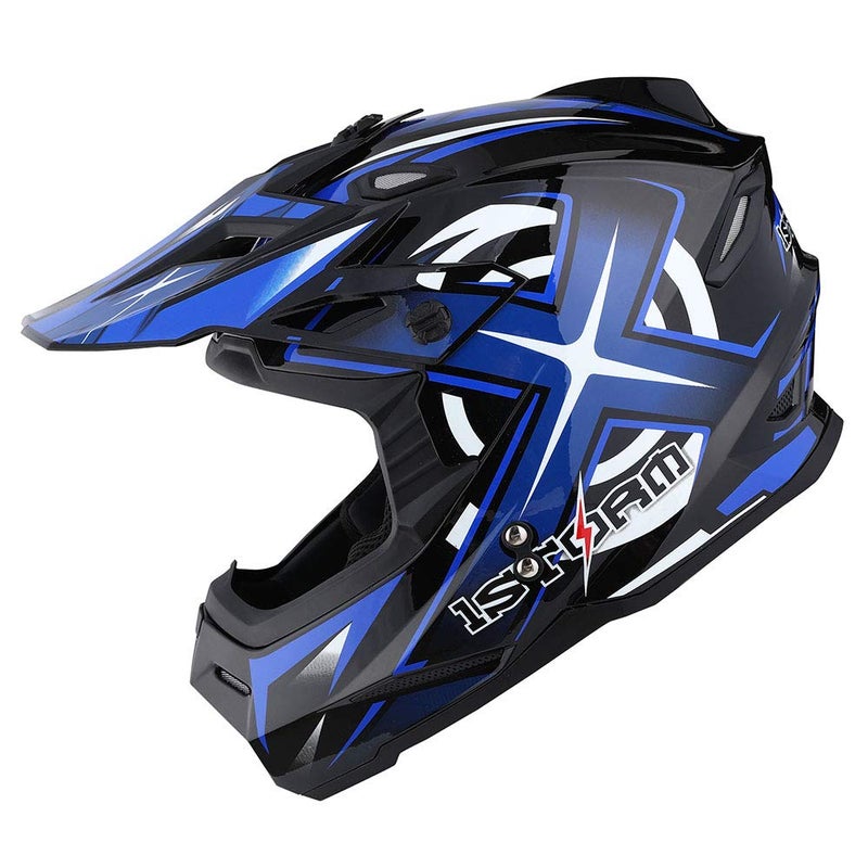 1Storm Adult Motocross Helmet BMX MX ATV Dirt Bike Four Wheeler Quad Motorcycle Full Face Helmet Racing Style: HF801 Sonic Blue - Image 3